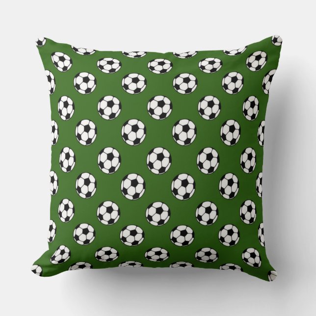 Black and White Soccer Balls on Green Cushion (Front)