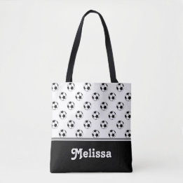 Black and White Soccer Balls | Personalised Tote Bag