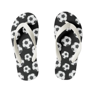 Black and White Soccer Football Flip Flops