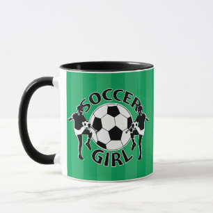 Black and white soccer girl design mug