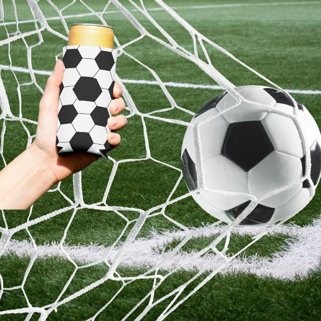 Black And White Soccer Pattern  Seltzer Can Cooler (Creator Uploaded)