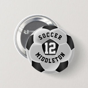 Black and White Soccer Sport Ball 6 Cm Round Badge
