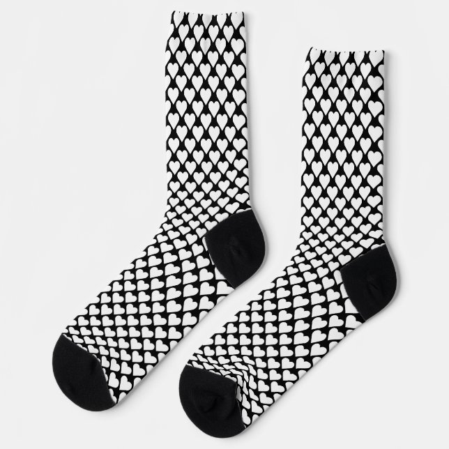 Black and white socks with cute heart pattern (Left)