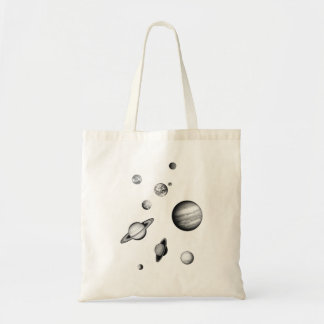 Black and White Solar System in the space Tote Bag