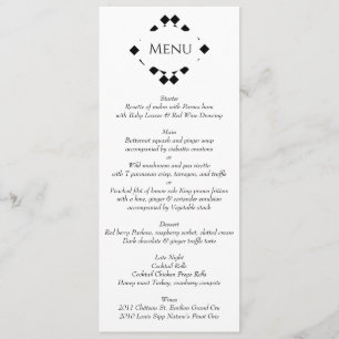 Black and White Sophisticated Wedding Menu