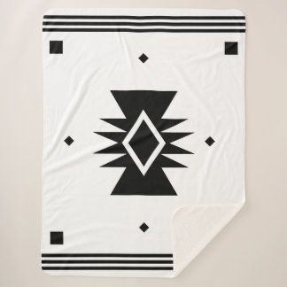 Black and White Southwest Design Sherpa Blanket