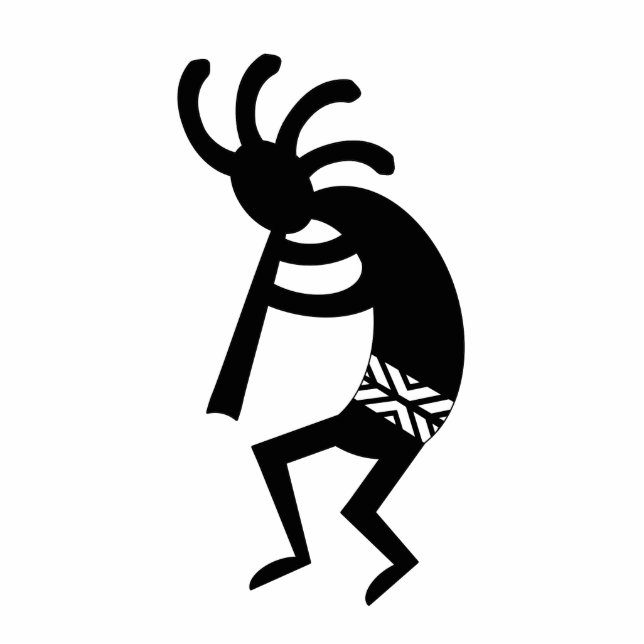 Black And White Southwest Kokopelli Standing Photo Sculpture (Front)