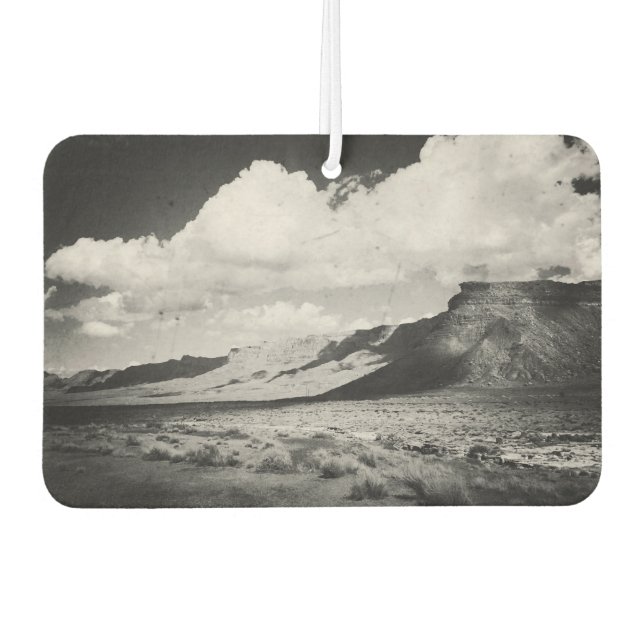 Black and White Southwest Mountain Landscape Photo Car Air Freshener (Front)