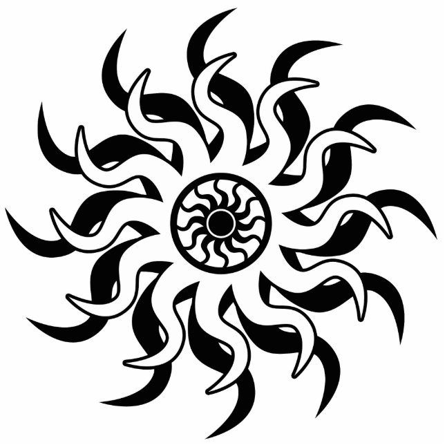 Black And White Southwest Tribal Sun Standing Photo Sculpture (Front)