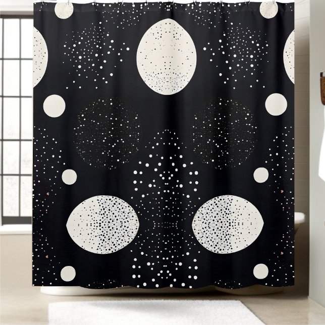 Black and White Space Circle Style 3 Shower Curtain (Creator Uploaded)