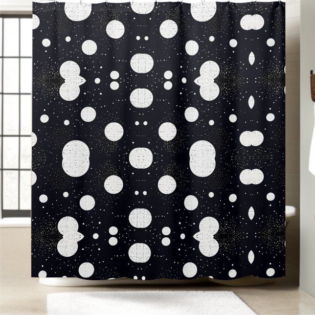 Black and White Space Circle Style 5  Shower Curtain (Creator Uploaded)