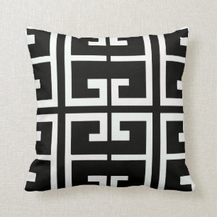 Black and White Spanish Tile Cushion