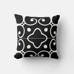black and white spanish tile pillow