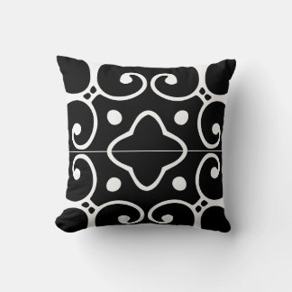 black and white spanish tile pillow