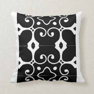 black and white spanish tile pillow