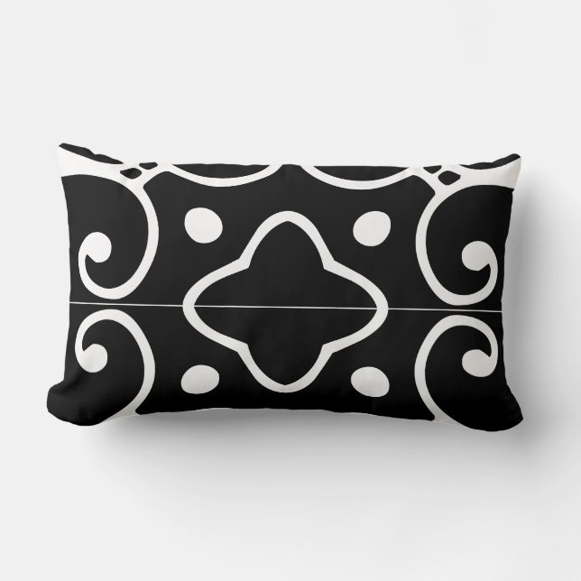 black and white spanish tile pillow (Front)