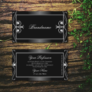 Black and White Sparkling Diamonds Ornate Ornament Business Card