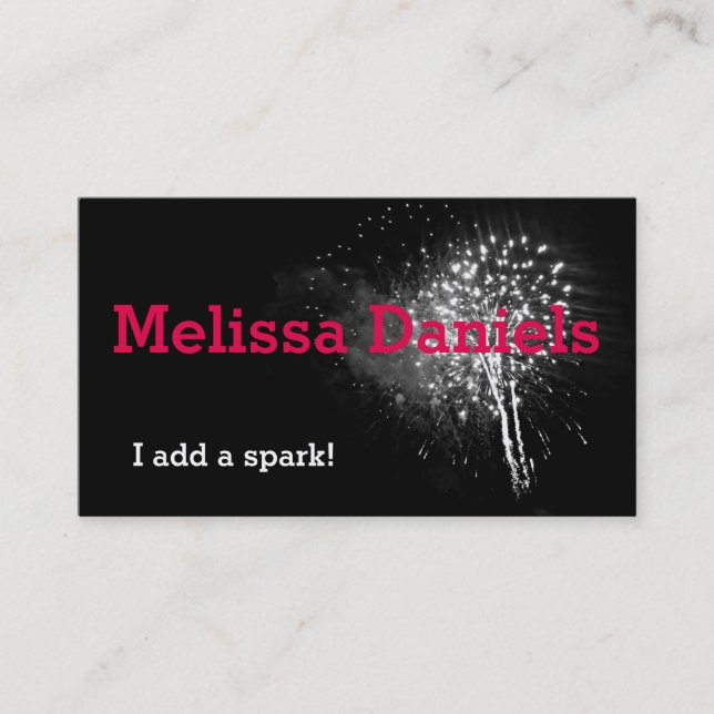 Black and White Sparks Fireworks Business Card (Front)