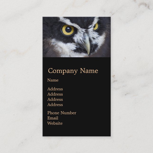 Black and White Specacled Owl Business Card (Front)