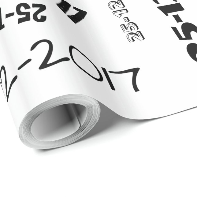 Black and White Special Date Custom Typography Wrapping Paper (Roll Corner)