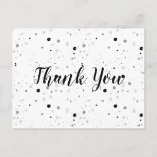 Black and White Speckle Thank You Postcard