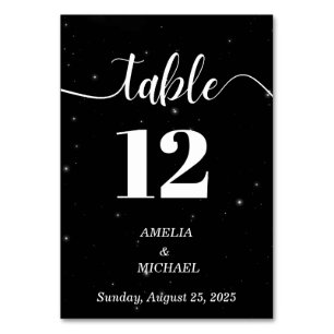 Black and White Speckled Modern Elegance Wedding Table Number