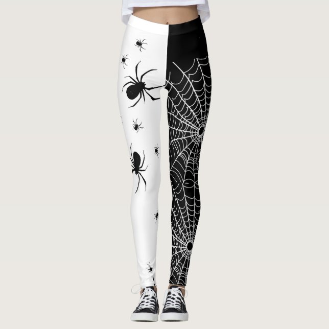 Black and White Spider Leggings (Front)