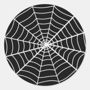 Black and White Spider Web Classic Round Sticker