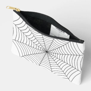 Black and White spider web Halloween pattern Accessory Pouch