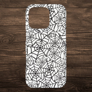 Black and White Spider Web Halloween Pattern iPhone 16 Pro Case