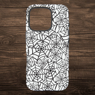Black and White Spider Web Halloween Pattern iPhone 16 Pro Case