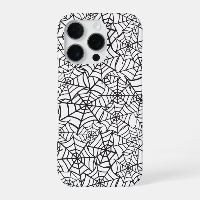Black and White Spider Web Halloween Pattern iPhone Case (Back)