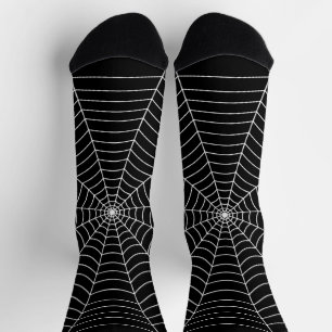 Black and white spider web Halloween pattern Socks