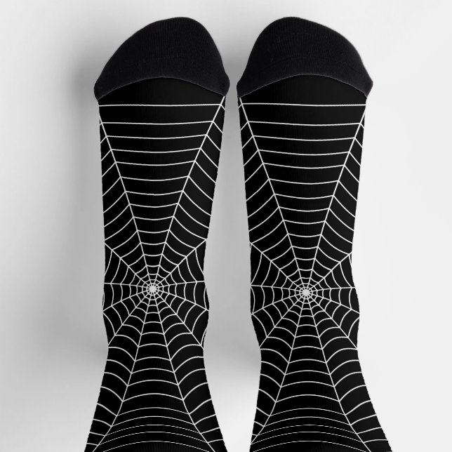 Black and white spider web Halloween pattern Socks (Top)