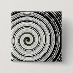 Black and white spiral 15 cm square badge
