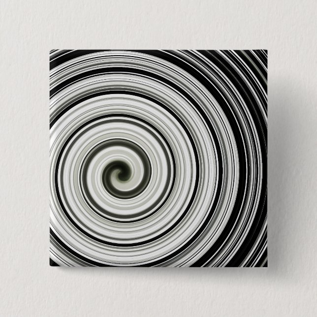Black and white spiral 15 cm square badge (Front)