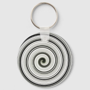Black and white spiral   key ring