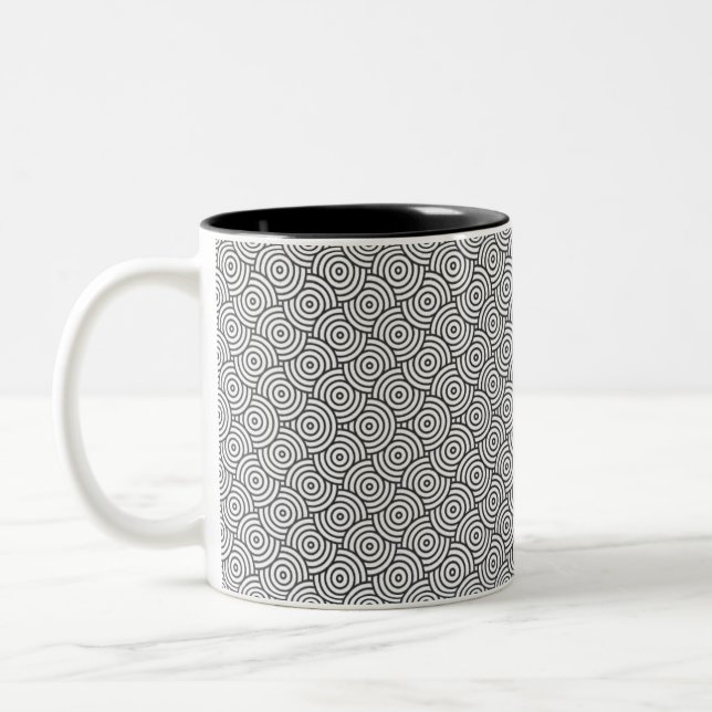 Black and White Spiral Pattern Coffee Mug (Left)