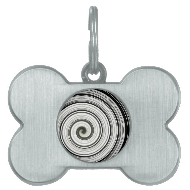 Black and white spiral pet ID tag (Front)