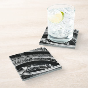 Black and White Spiral Staircase  Glass Coaster