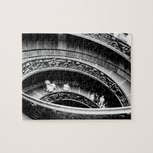 Black and White Spiral Staircase  Jigsaw Puzzle