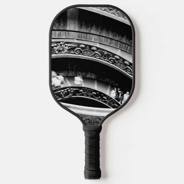 Black and White Spiral Staircase Pickleball Paddle (Front)
