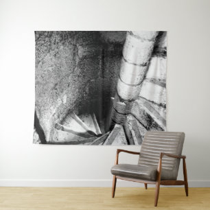 Black and White Spiral Staircase Tapestry
