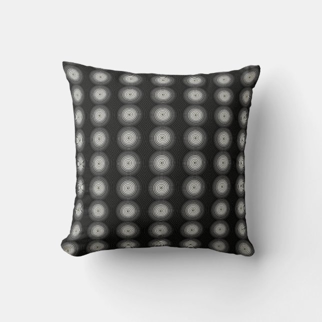 Black And White Spiral Throw Pillow (Front)