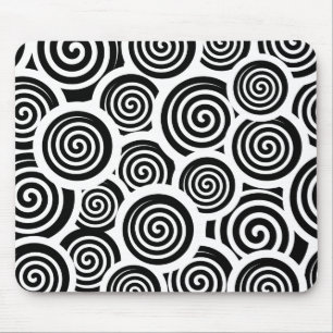 Black and white spirals vector pattern mouse mat