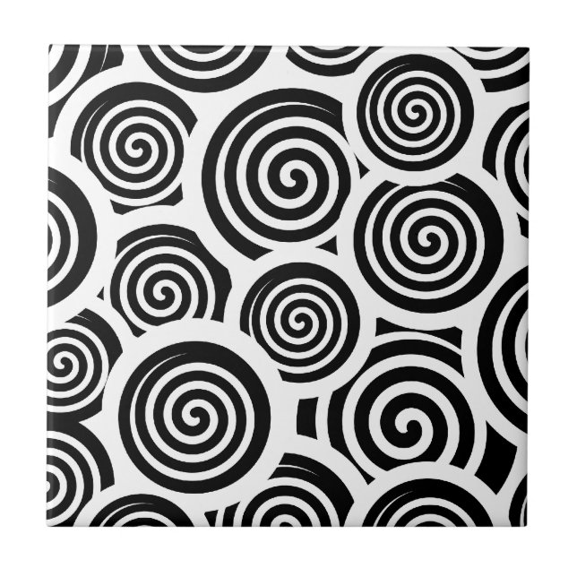 Black and white spirals vector pattern tile (Front)