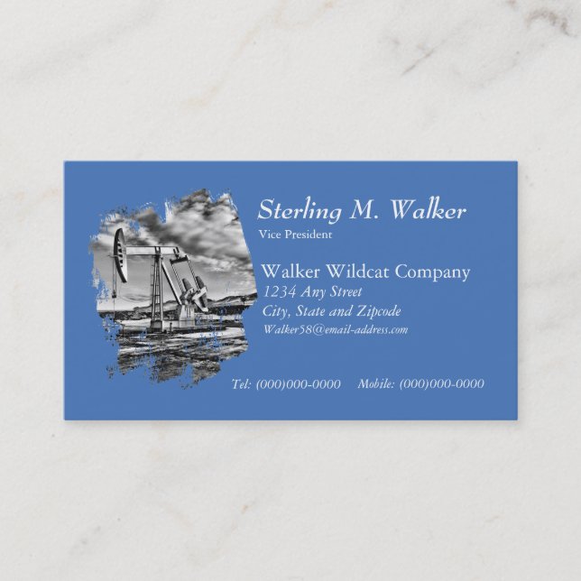 Black and White (Splash) Oilwell Pumping Unit Business Card (Front)