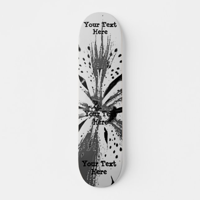 black and white splashes abstract street art style skateboard (Front)