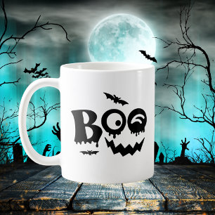 Black and White Spooky Boo Halloween Coffee Mug