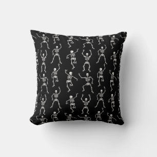 Black and White Spooky Dancing Skeletons Cushion